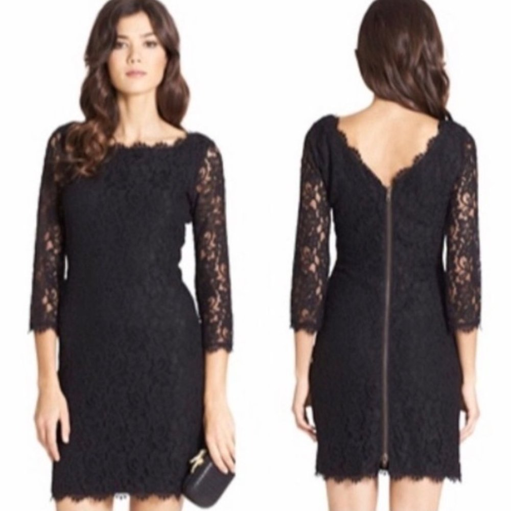 Celeb Fave! DVF Black Lace Zarita Designer Dress